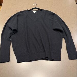 Garnet Hill Black Cashmere V-Neck Sweater Sz: L